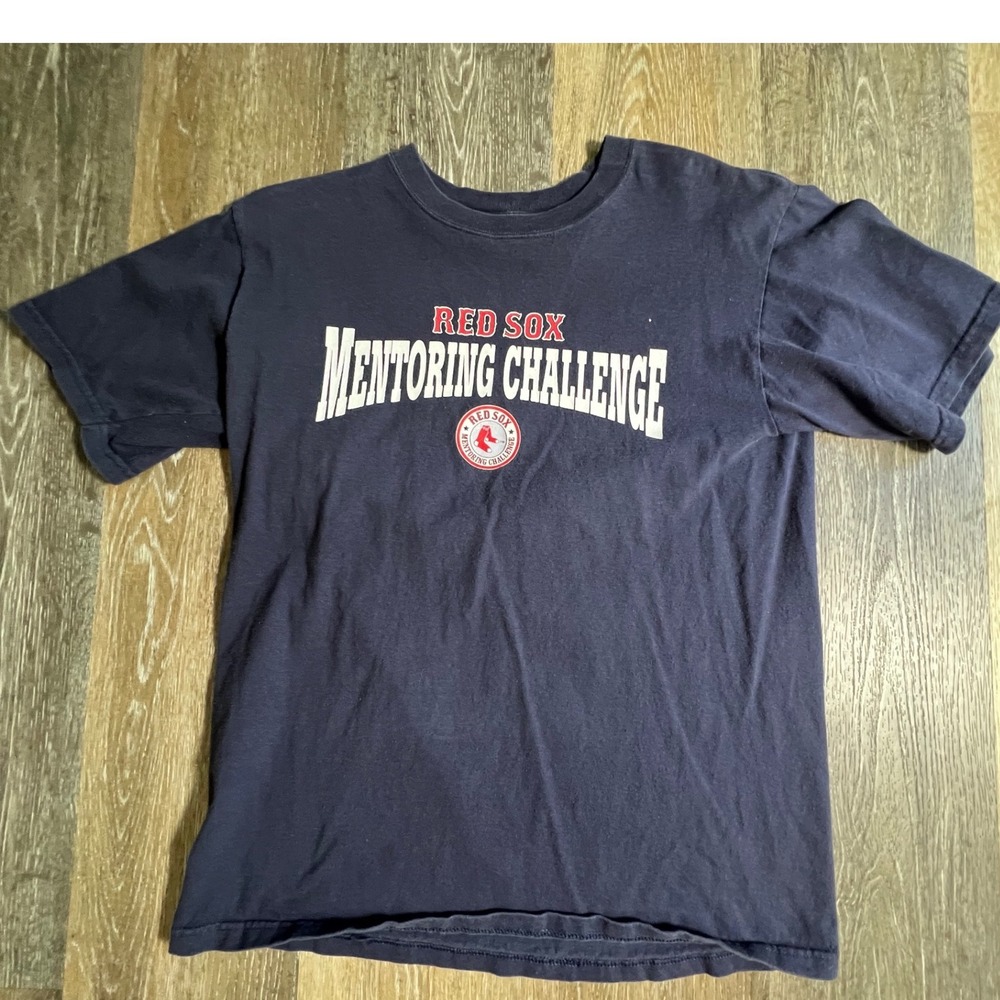 Anvil Red Sox Mentoring Challenge T-Shirt Mens M Navy Blue Graphic Tee 4115